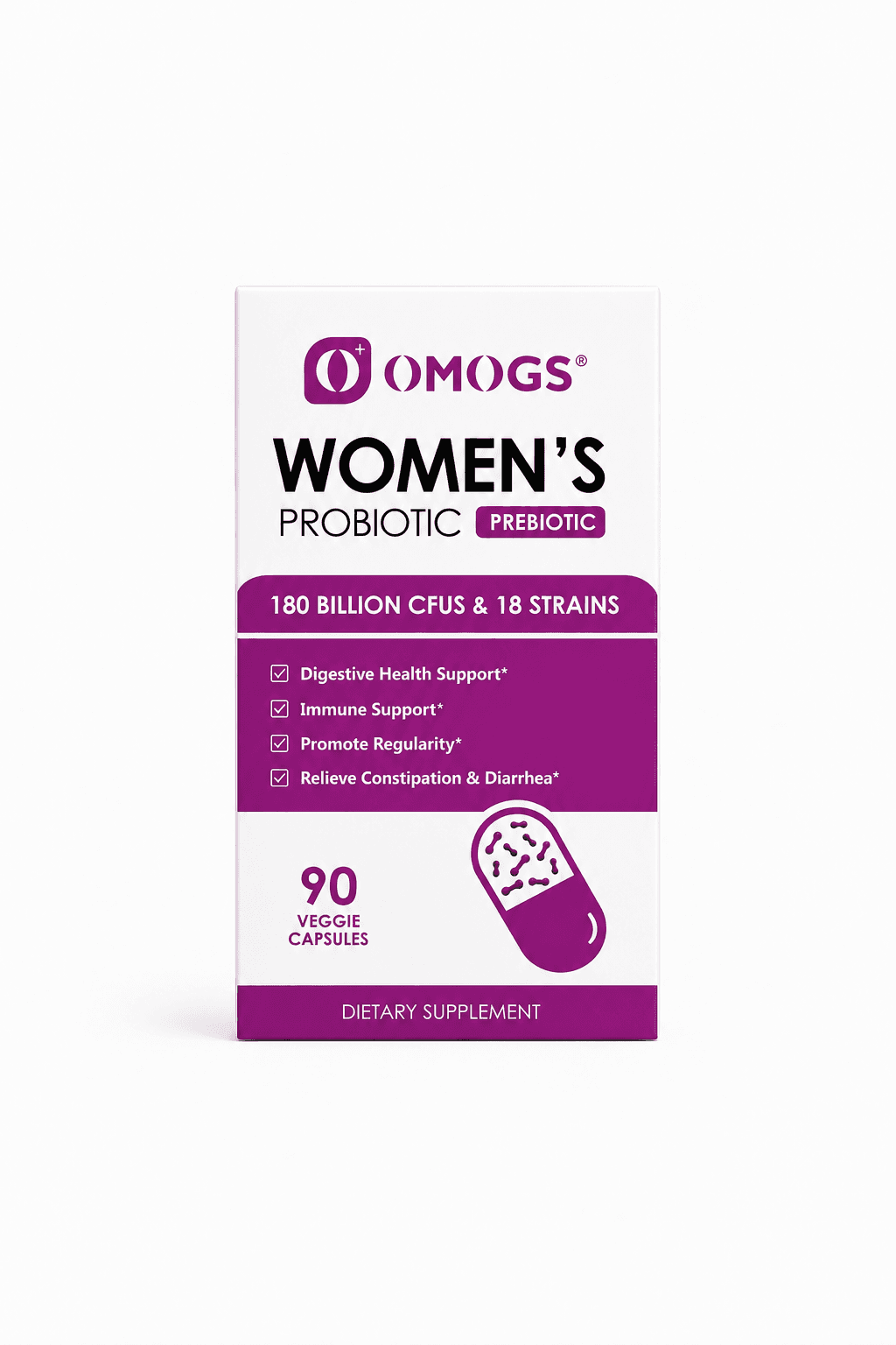 OMOGS Women's Probiotic + Prebiotic, front view